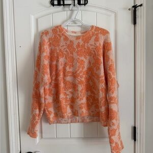 Cynthia Rowley Orange and Cream Floral Sweater